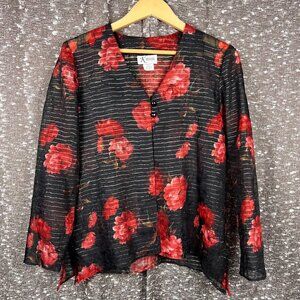 K Petite Flower Blouse‎ Top Shirt Size 6